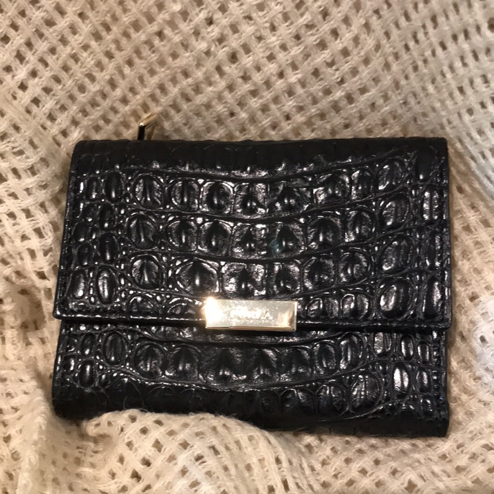 Furla croc embossed wallet like new black